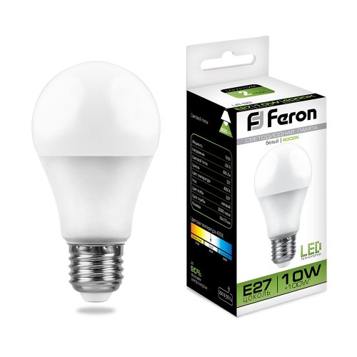 Лампа светодиодная Feron LB-92 A60 Груша E27 220В 10Вт 800Лм 4000К 60х106мм картинка 